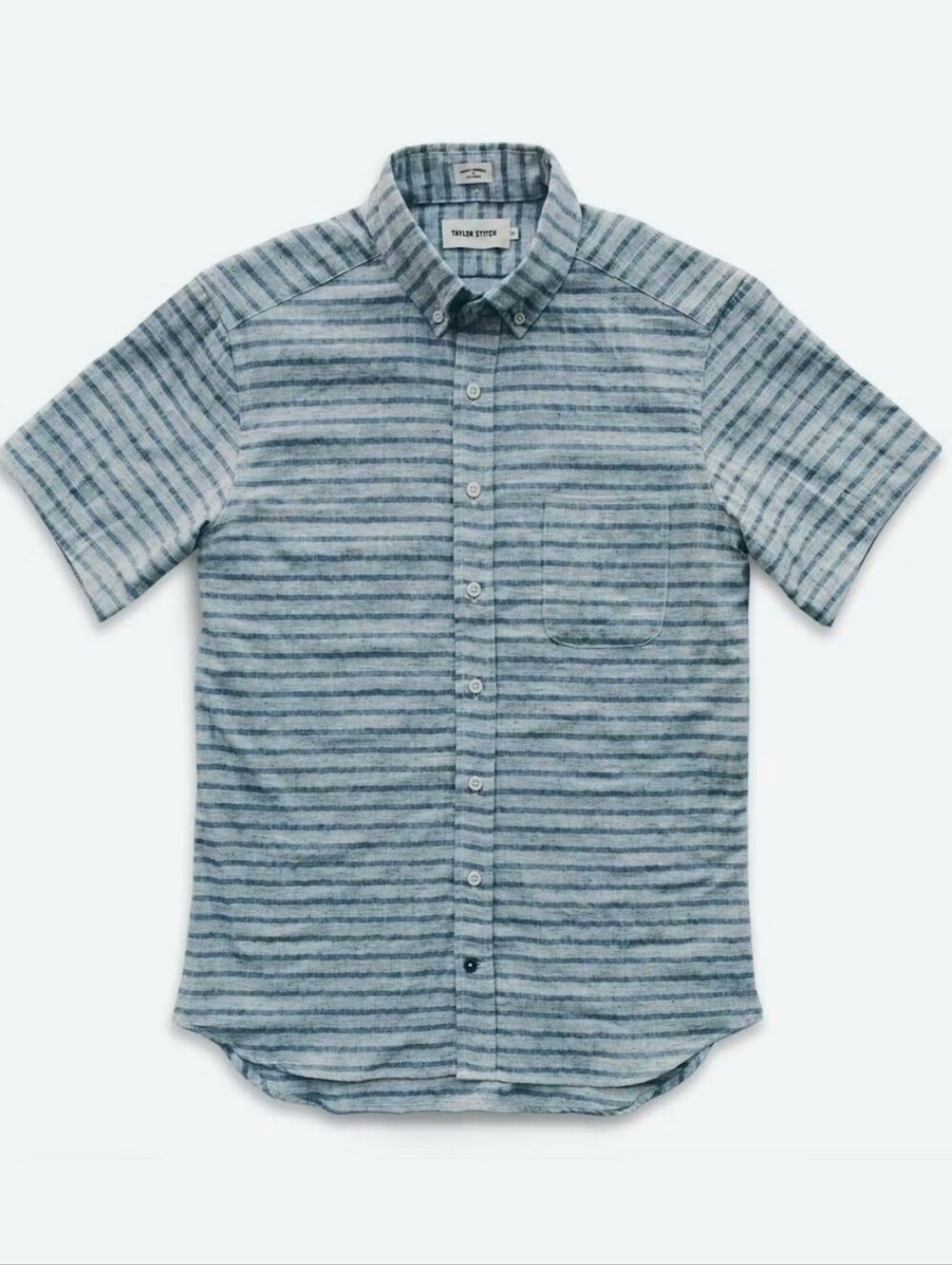 Taylor Stitch The Jack SS Shirt Blue Gray Stripe Japanese Cotton